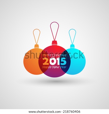 Abstract Christmas multicolored balls in flat style. holiday vector illustration. Merry Christmas and Happy new 2015 year