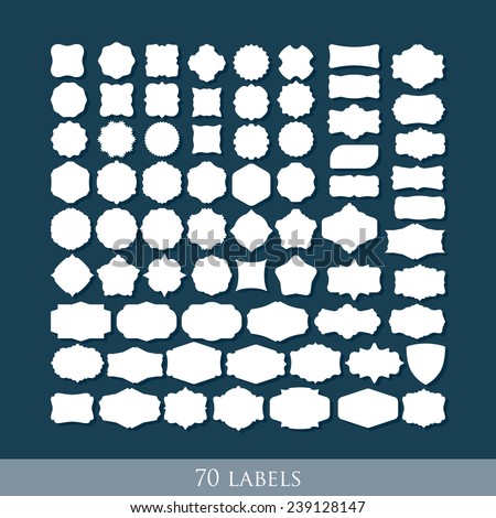 vector set of 70 retro label shapes for design