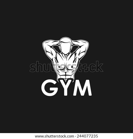Vector Illustration Of Muscled Man Body Silhouette. Fitness Or ...