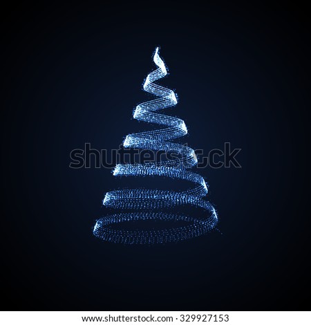 Holiday vector illustration of abstract Christmas tree. shiny lights sparkles. Merry Christmas