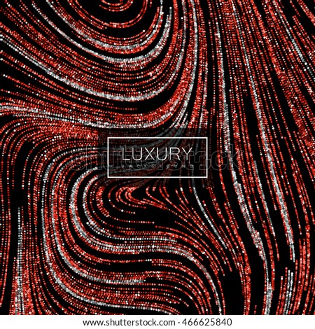 Luxury festive background with shiny red ruby and silver glitters. Vector illustration of red glittering swirled stripes texture