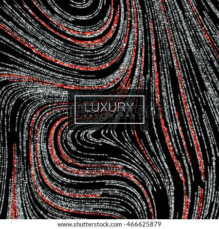 Luxury festive background with shiny red ruby and silver glitters. Vector illustration of red glittering swirled stripes texture