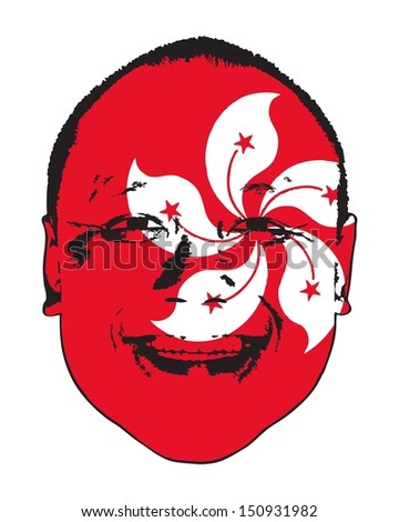 A Hong Kong flag on a face, isolated against white. 