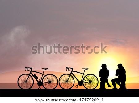 Similar – Image, Stock Photo shadow of cyclist taking photo