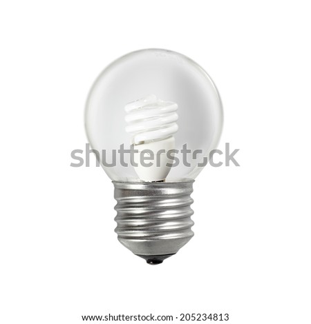 An incandescent light bulb with an Energy Saver filament, for the concept of sustainable energy from green technology.