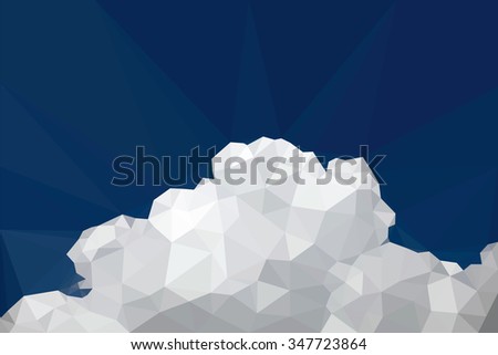 An abstract cloudscape on a blue sky, low poly vector illustration.
