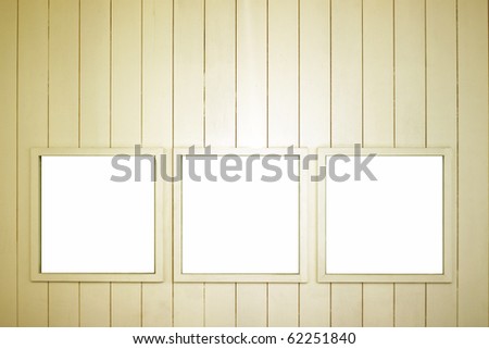 A wooden frame window display panel board with negative space for writeup.