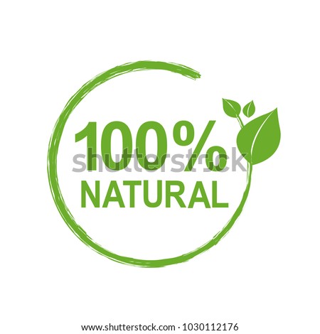 100% Natural Logo Symbol, Vector Illustration