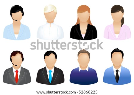 Set Of Business People Icons, Isolated On White