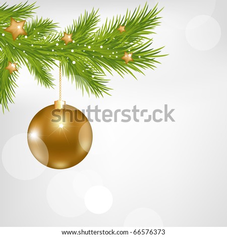 Christmas And New Year Illustration With New Year\'s Sphere And Stars
