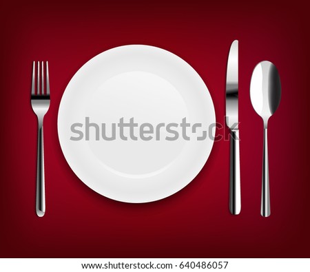 Plate With Spoon Gradient Mesh, Vector Illustration
