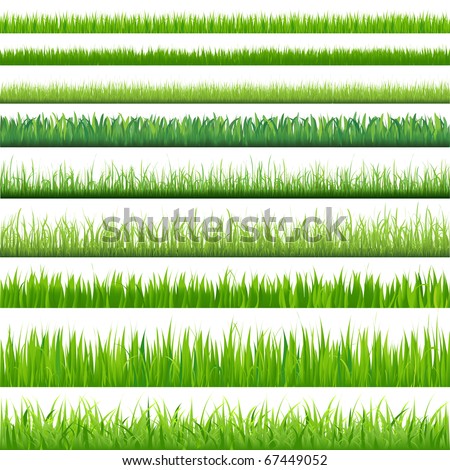 9 Backgrounds Of Green Grass, Isolated On White Background, Vector Illustration 商業照片 © 