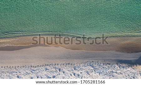 Image, Stock Photo green from above, a deserted football field. In front of it old trees, above all sunshine