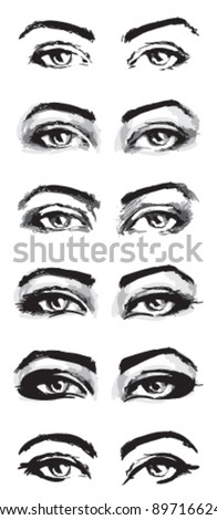 A Set Of Hand Drawn Eyes Stock Vector Illustration 89716624 : Shutterstock