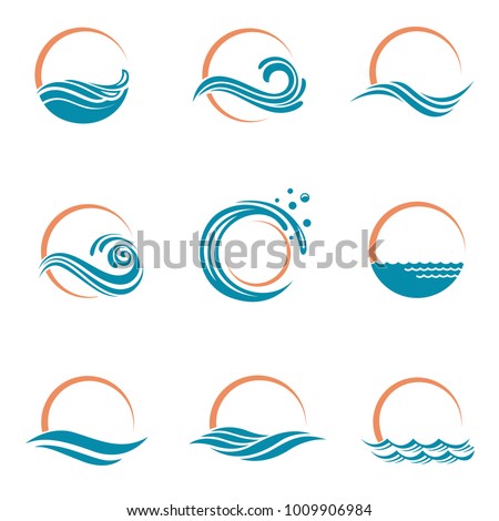 abstract collection of sun and sea icons