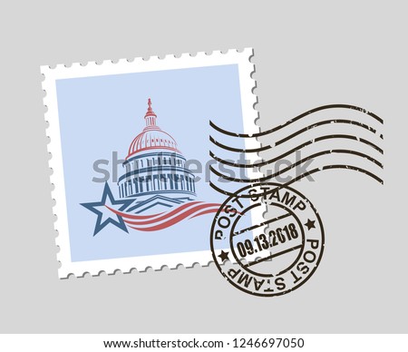 postage stamp with american symbol capitol building
