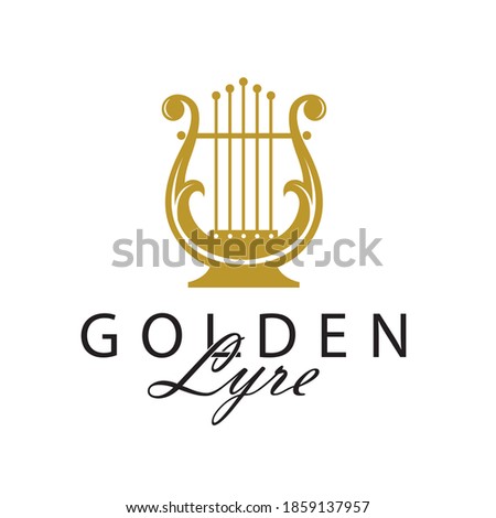 golden ancient lyre icon isolated on white background