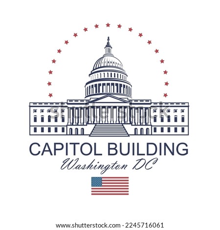 United States Capitol building icon in Washington DC isolated on white backgrpound