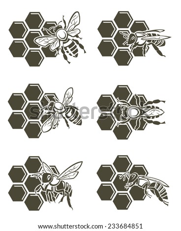 Royalty-free Flat Honey Bee in Honeycomb Illustration… #289671422 Stock ...