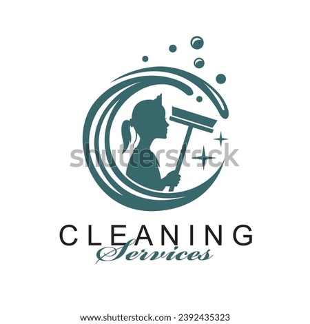 house maid lady for cleaning service design with window glass squeegee in hand isolated on white background