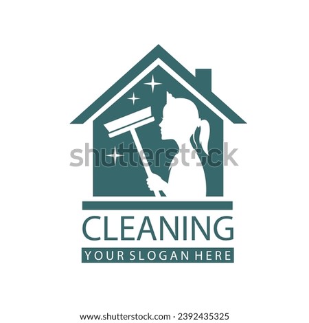 house maid lady for cleaning service design with window glass squeegee in hand isolated on white background