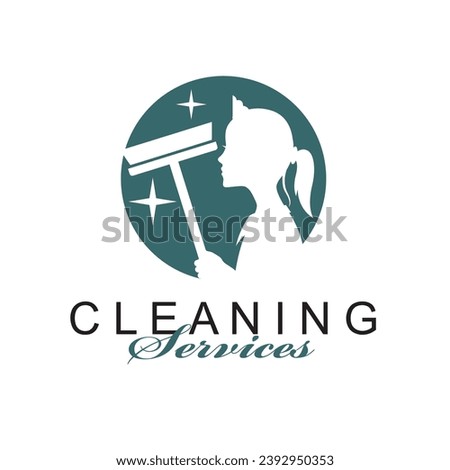 house maid lady for cleaning service design with window glass squeegee in hand isolated on white background