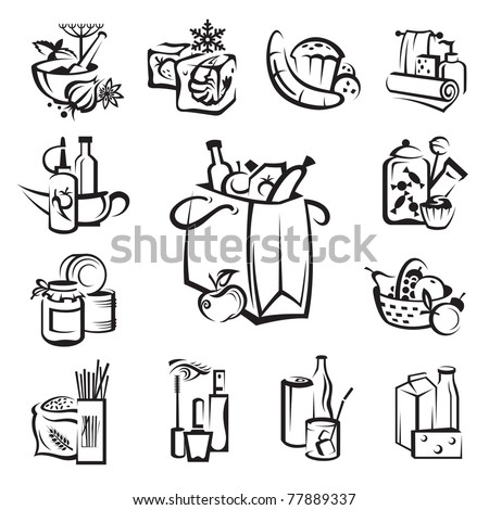 set of food and goods icons