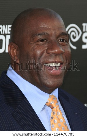 LOS ANGELES - OCT 30:  Magic Johnson arrives at the Time Warner Sports Launch of TWC Sportsnet at TWC Sports Studios on October 30, 2012 in El Segundo, CA