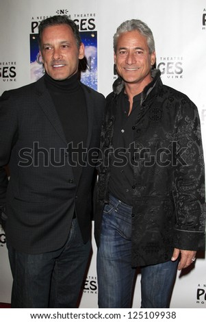 LOS ANGELES - JAN 15:  John Chaillot, Greg Louganis arrives at the opening night of \'Peter Pan\' at Pantages Theater on January 15, 2013 in Los Angeles, CA
