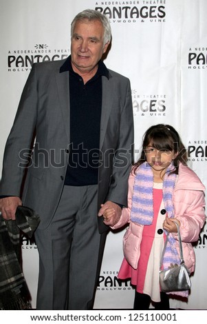 LOS ANGELES - JAN 15:  John McCook, granddaughter Charli arrives at the opening night of \'Peter Pan\' at Pantages Theater on January 15, 2013 in Los Angeles, CA