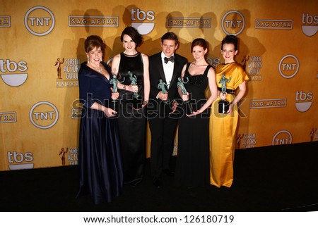 LOS ANGELES - JAN 27:  Cast of Downton Abbey pose in the press room at the 2013 Screen Actor\'s Guild Awards at the Shrine Auditorium on January 27, 2013 in Los Angeles, CA