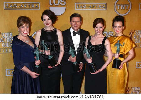 LOS ANGELES - JAN 27:  Cast of Downton Abbey  pose in the press room at the 2013 Screen Actor\'s Guild Awards at the Shrine Auditorium on January 27, 2013 in Los Angeles, CA