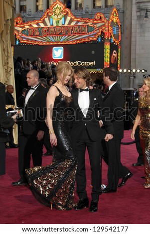LOS ANGELES - FEB 24:  Nicole Kidman, Keith Urban arrive at the 85th Academy Awards presenting the Oscars at the Dolby Theater on February 24, 2013 in Los Angeles, CA
