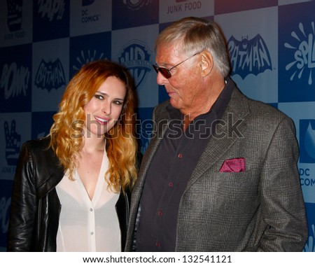 LOS ANGELES - MAR 21:  Rumer Willis, Adam West at the Batman Product Line Launch at the Meltdown Comics on March 21, 2013 in Los Angeles, CA