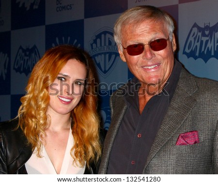 LOS ANGELES - MAR 21:  Rumer Willis, Adam West at the Batman Product Line Launch at the Meltdown Comics on March 21, 2013 in Los Angeles, CA