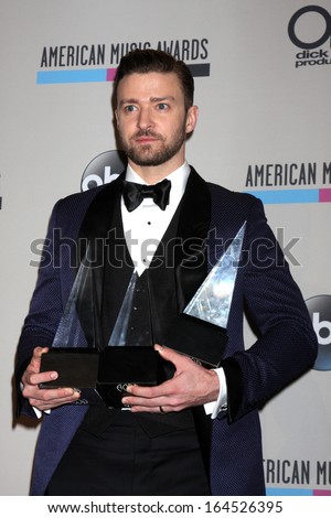 LOS ANGELES - NOV 24:  Justin Timberlake at the 2013 American Music Awards Press Room at Nokia Theater on November 24, 2013 in Los Angeles, CA