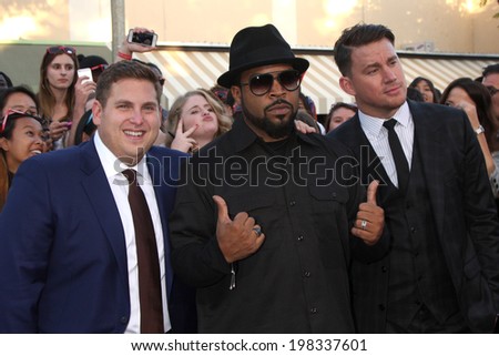LOS ANGELES - JUN 10:  Jonah Hill, Ice Cube, Channing Tatum at the \