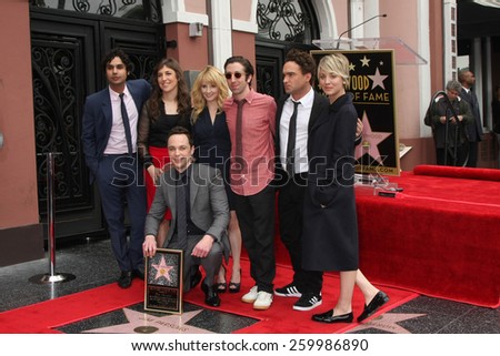 LOS ANGELES - MAR 11:  BIg Bang Theory Cast at the Jim Parsons Hollywood Walk of Fame Ceremony at the Hollywood Boulevard on March 11, 2015 in Los Angeles, CA