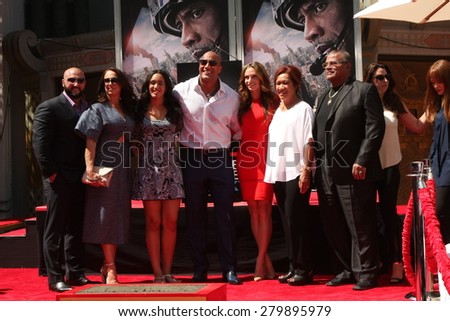 LOS ANGELES - MAY 19:  Dwayne Johnson, family, friends at the Dwayne Johnson Hand and Foot Print Ceremony at the TCL Chinese Theater on May 19, 2015 in Los Angeles, CA