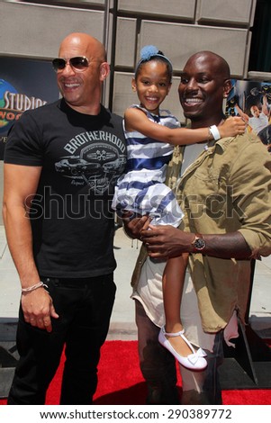 LOS ANGELES - JUN 23:  Vin Diesel, Tyrese Gibson, Tyrese\'s daughter at the \
