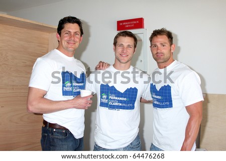 LOS ANGELES - MAY 22: Julien Hug, Jake Pavelka , Mathue Johnson at the Habitat For Humanity build assisted by \
