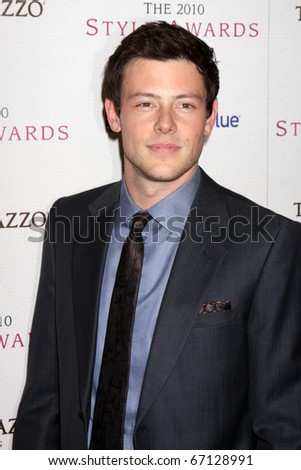 LOS ANGELES - DEC 12:  Cory Monteith arrives at the 2010 Hollywood Style Awards at Billy Wilder Theater at the Hammer Museum on December 12, 2010 in Westwood, CA.