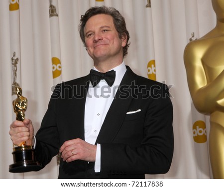 LOS ANGELES -  27:  Colin Firth in the Press Room at the 83rd Academy Awards at Kodak Theater, Hollywood & Highland on February 27, 2011 in Los Angeles, CA