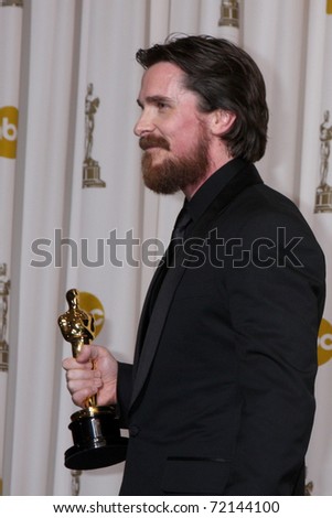 LOS ANGELES -  FEB 27: Christian Bale arrives in the Press Room at the 83rd Academy Awards at Kodak Theater, Hollywood & Highland on February 27, 2011 in Los Angeles, CA