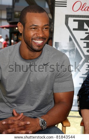 LOS ANGELES - JUL 28:  Isaiah Mustafa at a public appearance to promote the Epic Old Spice Challenge  at The Grove on July 28, 2011 in Los Angeles, CA