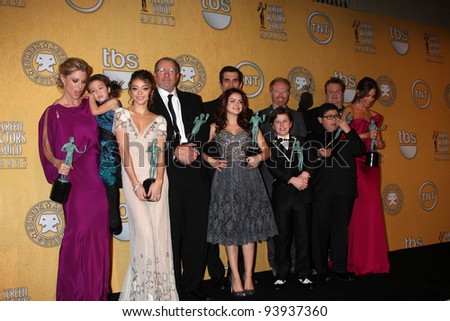 LOS ANGELES - JAN 29:  Modern Family Cast in the Press Room at the 18th Annual Screen Actors Guild Awards at Shrine Auditorium on January 29, 2012 in Los Angeles, CA