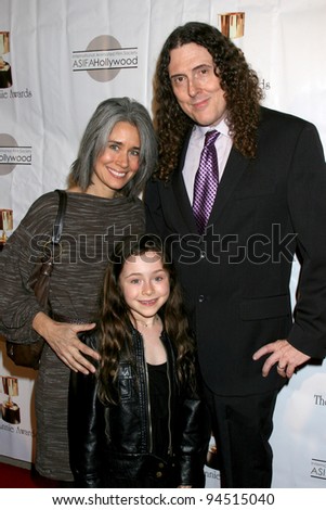 LOS ANGELES - FEB 4:  \'Weird Al\' Yankovic, wife, daughter arrives at the 39th Annual Annie Awards at Royce Hall at UCLA on February 4, 2012 in Westwood, CA