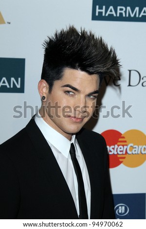 LOS ANGELES - FEB 11:  Adam Lambert arrives at the Pre-Grammy Party hosted by Clive Davis at the Beverly Hilton Hotel on February 11, 2012 in Beverly Hills, CA