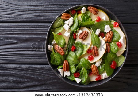 Similar – Image, Stock Photo Served pears with pecan and soy sauce