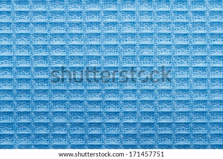 texture of blue linen kitchen towel close up. macro.